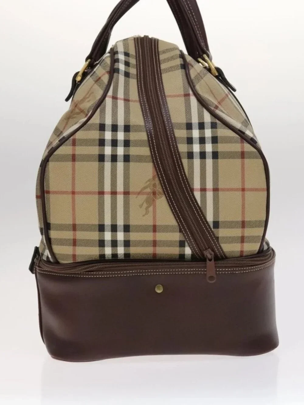 Burberrys Nova Check Boston Bag PVC Leather Beige - Picture 6 of 16